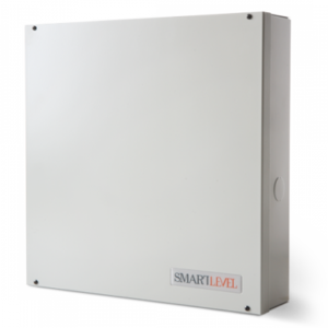Fuente de alimentación de 24V y 1,5A con gabinete inim, ce, soporta 2 baterías, soporta hasta 30 sirenas estroboscópicas.